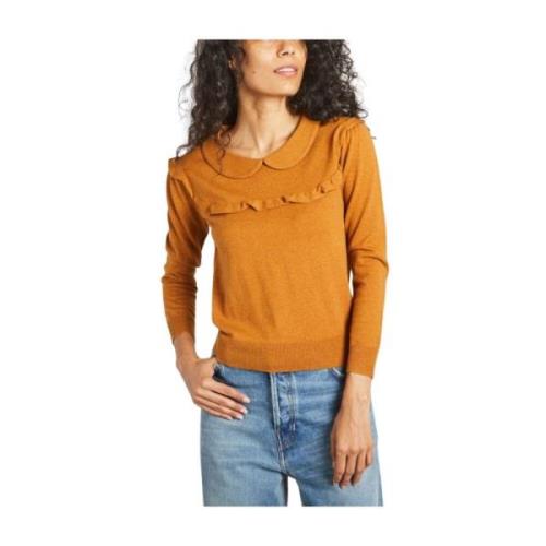 See by Chloé Feminine Ruffled Sweater Brown, Dam