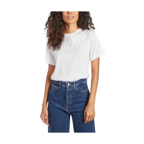 See by Chloé Spets T-shirt i Ekologisk Bomull White, Dam