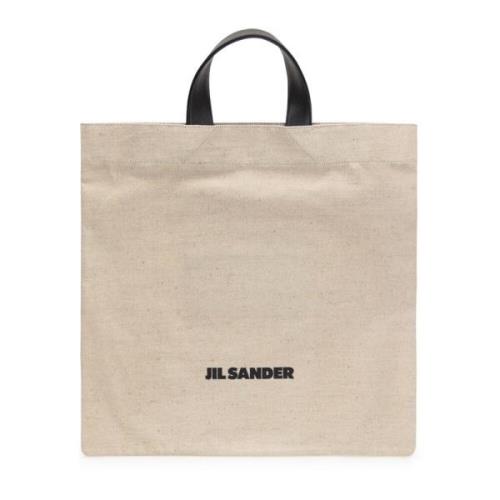 Jil Sander Fyrkantig Bok Tote Shoppingväska Beige, Dam