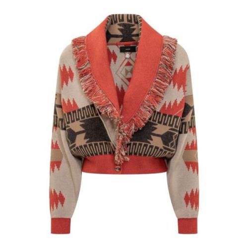 Alanui Ikon Jacquard Cardigan Orange, Dam