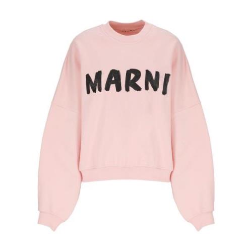 Marni Rosa Bomullssweatshirt med Logotyp Pink, Dam