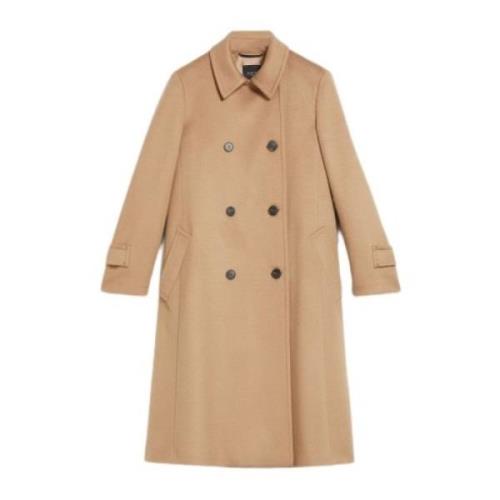 Max Mara Dubbelknäppt ullkappa Beige, Dam