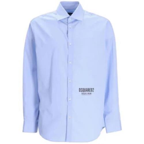 Dsquared2 Ljusblå Logo Print Skjorta Blue, Herr