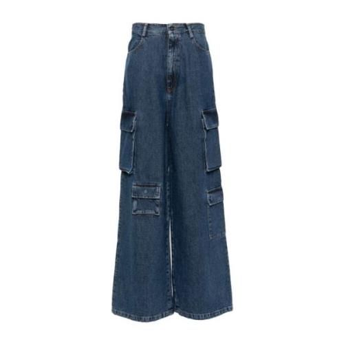 Amish Blå Denim Cargo Jeans Blue, Dam