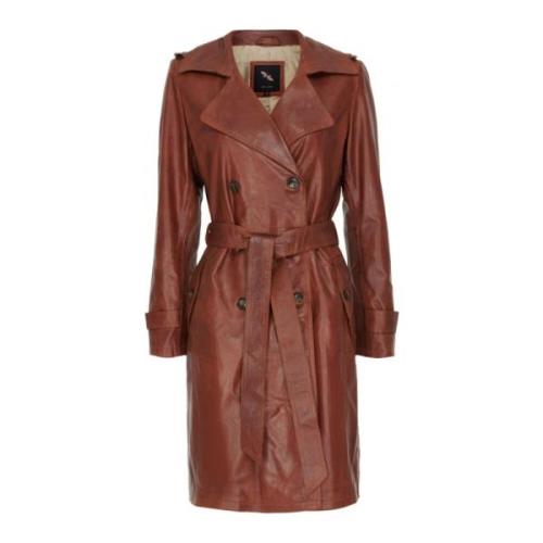 Btfcph Mörk Cognac Läder Trenchcoat Brown, Dam