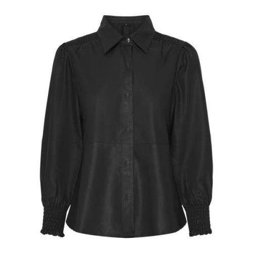 Notyz Svart Smock Skinn Blus Black, Dam