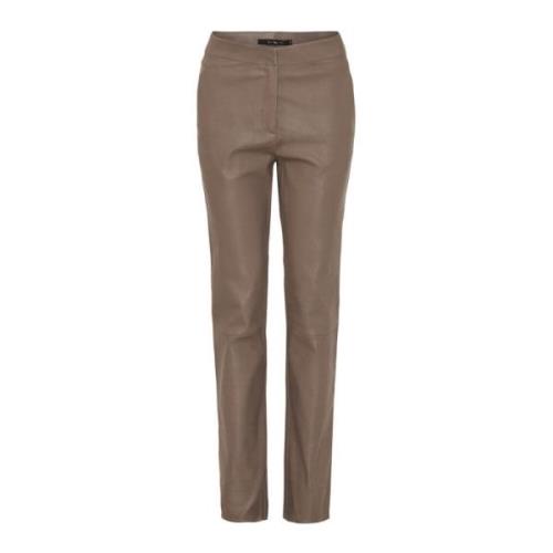 Btfcph Avslappnade Stretch Läderbyxor 100172 Taupe Brown, Dam