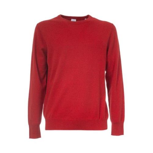 Aspesi Cashmere Ribbstickad Crewneck Tröja Red, Herr