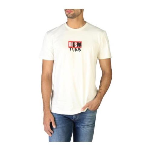 Diesel Herr Rund Hals Applikation T-Shirt White, Herr