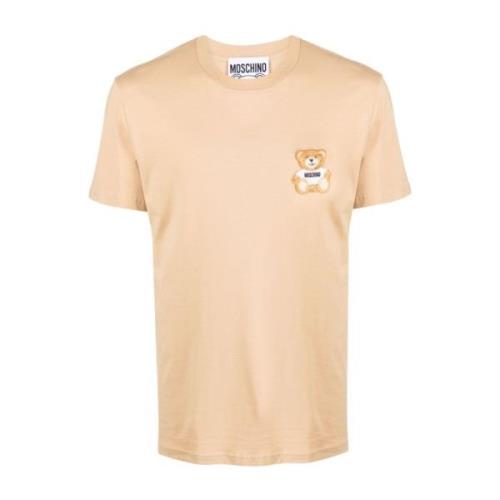 Moschino Beige T-shirts och Polos med Appliqué Logo Beige, Herr