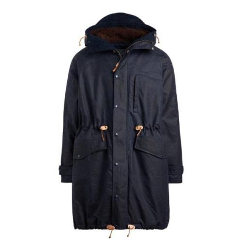 Manifattura Ceccarelli Mountain Parka Navy med Brun Foder Blue, Herr