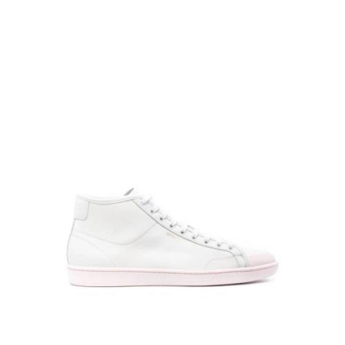 Saint Laurent Vit/Rosa Logo Mid-Top Sneakers White, Herr