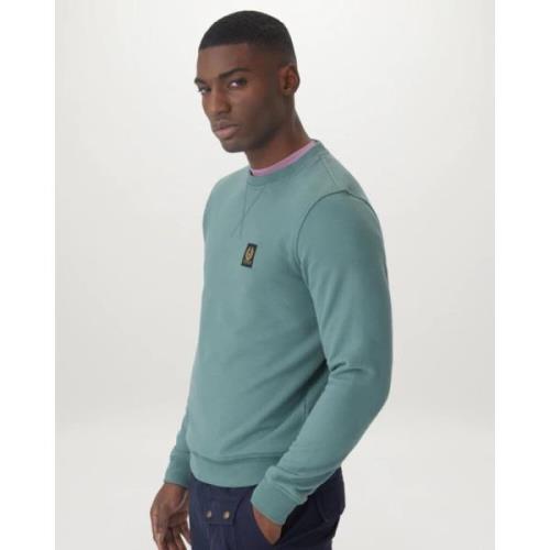 Belstaff Faded Teal Bomulls Sweatshirt Blue, Herr