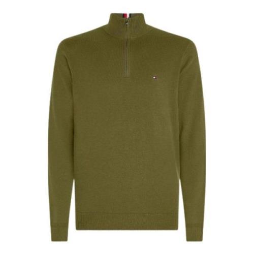 Tommy Hilfiger Demi Zip Tröja i Bomullskashmirblandning Green, Herr