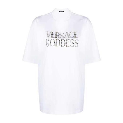 Versace Gudinneprint Studs T-shirt White, Dam