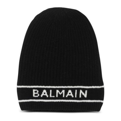 Balmain Logobroderad ullmössa Black, Dam