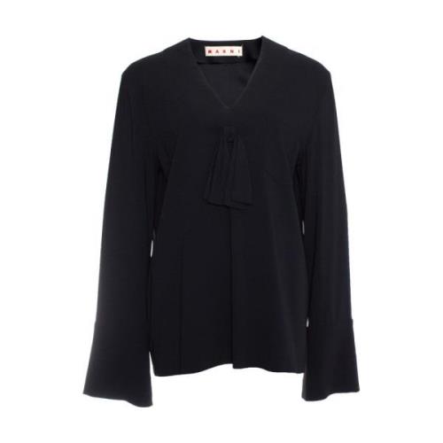 Marni Pre-owned blus med båge- och fladderärmar Black, Dam