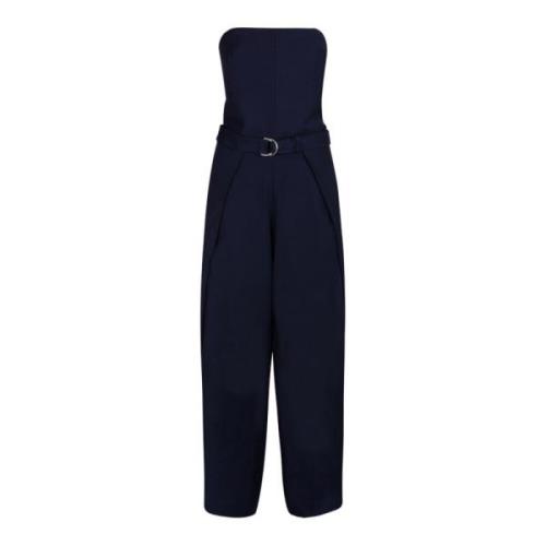 Ami Paris Marinblå jumpsuit med flytande paneler Blue, Dam