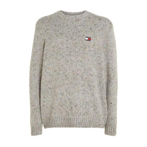 Tommy Jeans Multico Stickad Tröja - Broderad Logotyp Gray, Herr