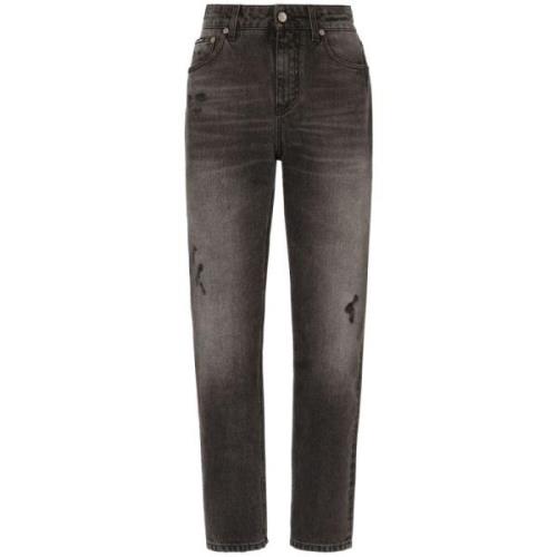 Dolce & Gabbana Denim Jeans med dragkedja och knappstängning Gray, Dam