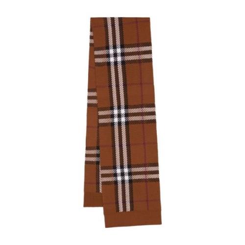 Burberry Rutigt Ullblandat Stickat Halsduk Brown, Dam