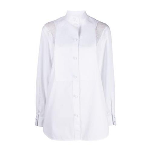 Burberry Vit Poplin Skjorta med Spetsdetaljer White, Dam