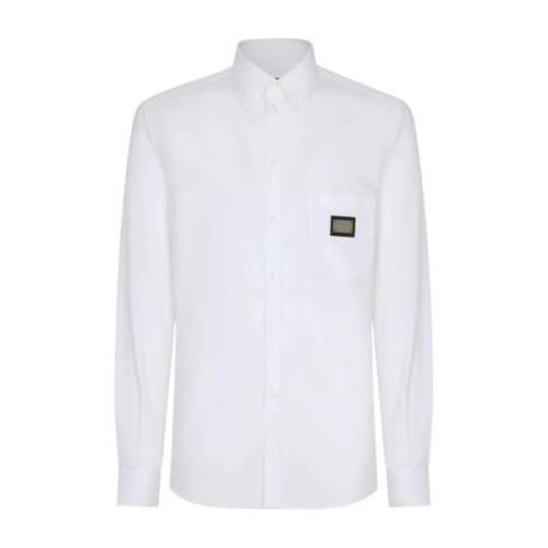 Dolce & Gabbana Vita skjortor med metalllogotyp White, Herr