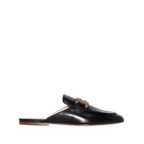 Tod's Svarta Läder Slip-On Platta Skor Black, Dam