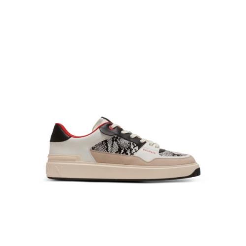 Balmain B-Court Flip sneakers i ormskinnseffekt i läder och mocka Mult...