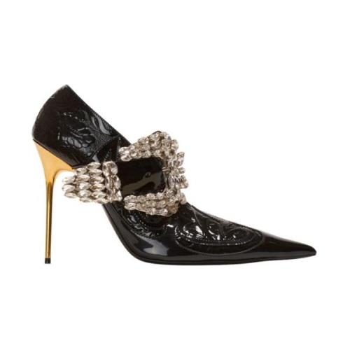 Balmain Clara Western patchwork lackläder pumps Black, Dam