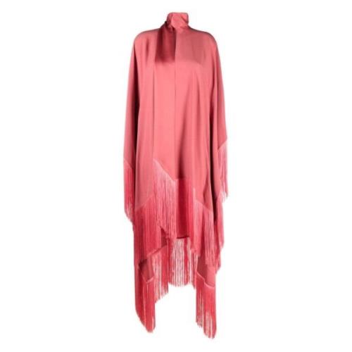 Taller Marmo Rosa Peony Crepe Kaftan med Fransad Kant Pink, Dam