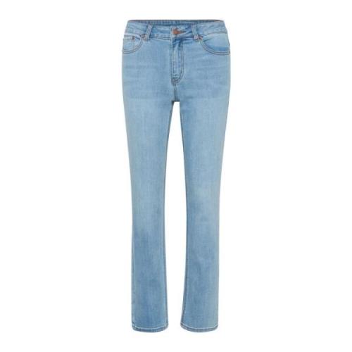 Kaffe Snygga Straight Leg Jeans med Mid-Rise Midja och Klassiska Ficko...