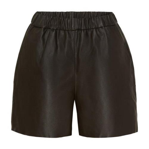 Notyz Läder Shorts Skind Mörk Chokladbrun Brown, Dam