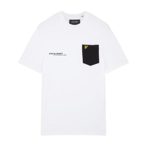 Lyle & Scott Tryck Kontrastficka T-Shirt White, Herr