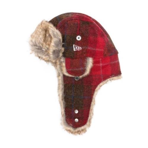 New Era Rutig Faux-Fur Trim Hatt Red, Herr