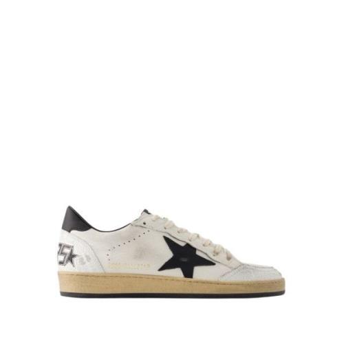 Golden Goose Vita/svarta läder Ball Star Sneakers White, Herr