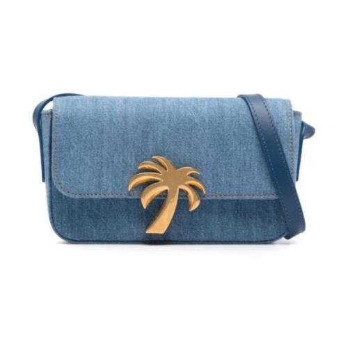 Palm Angels Axelväskor - Palm Bridge Bag Blue, Dam