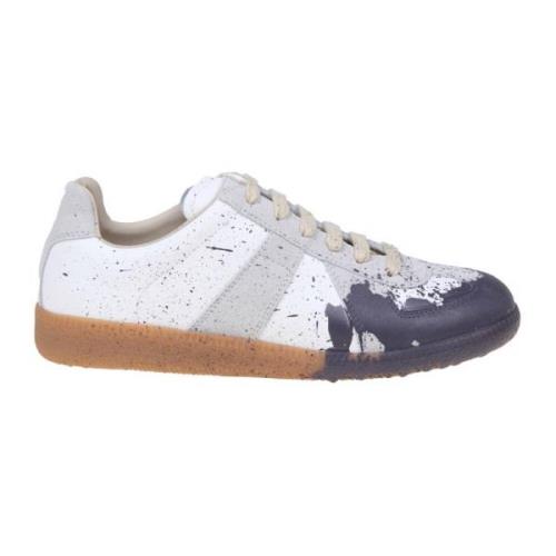 Maison Margiela Lädersneakers med målardetalj White, Dam