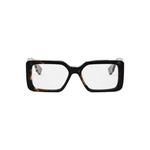 Fendi Fyrkantiga acetatsolglasögon med guld FF-logotyp Brown, Unisex