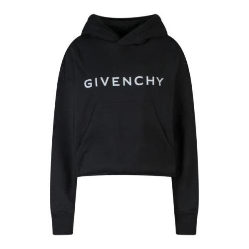 Givenchy Svart Bomullshuvtröja med Fransig Botten Black, Dam