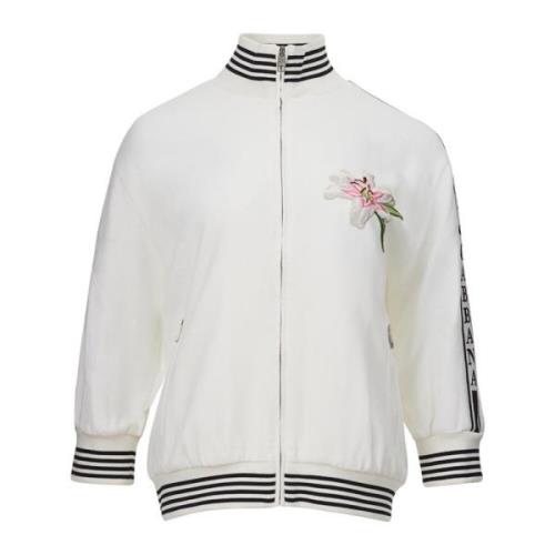 Dolce & Gabbana Vit Broderad Sweatshirt med Dragkedja White, Dam