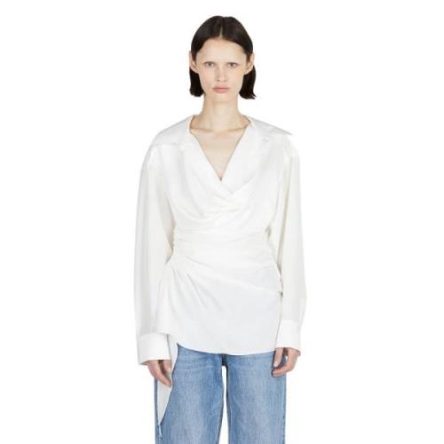 Alexander Wang Silke Cowleck Skjorta med Asymmetrisk Hem White, Dam