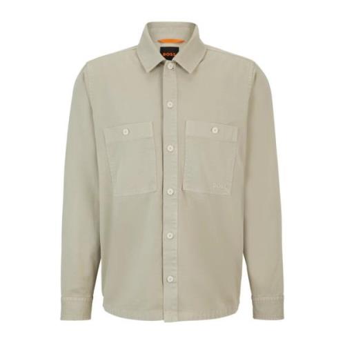 Hugo Boss Overskjorta i Garment-Dyed Bomullstwill Beige, Herr