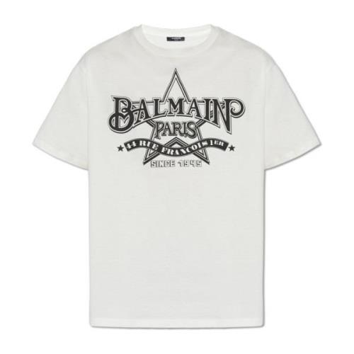 Balmain Bomull T-shirt Beige, Herr