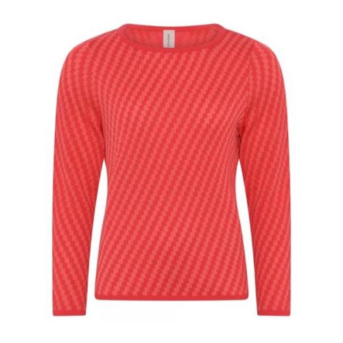 Skovhuus Speciell Rutig Pullover Blus i Lutus Pink Red, Dam