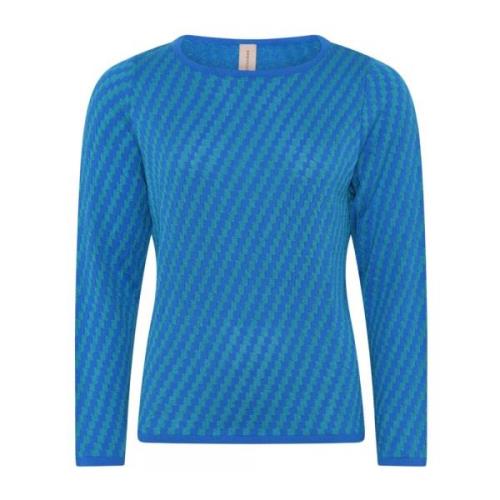 Skovhuus Speciell Rutig Pullover Blus Blue, Dam