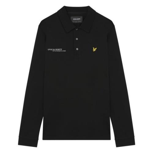 Lyle & Scott Tryckt långärmad polo Black, Herr