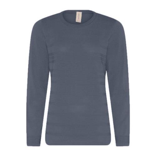 Skovhuus Strukturerad O-Neck Pullover Blus Blue, Dam