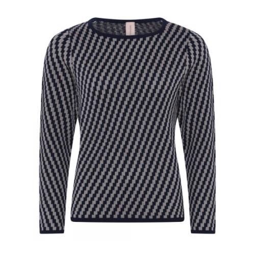 Skovhuus Speciell Rutig Pullover Blus Blue, Dam