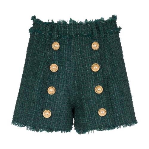 Balmain Tweedshorts med knappar Green, Dam